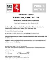 Emergency Road Closure - Forge Lane 5th Feb 2026