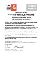 Plough Wents Road - Road Closure