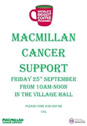 Macmillan Coffee Morning - 25th September