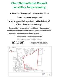 Local Plan Public Meeting 22 November Village Hall